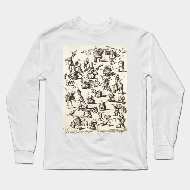 HIERONYMUS BOSCH BESTIARY Black White Fantasy Figures,Monsters and Animals Long Sleeve T-Shirt by BulganLumini